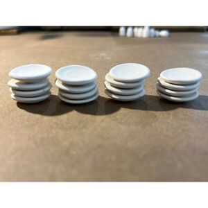 16pc Miniature White Ceramic Dollhouse Plates Tiny Round Dishes Set